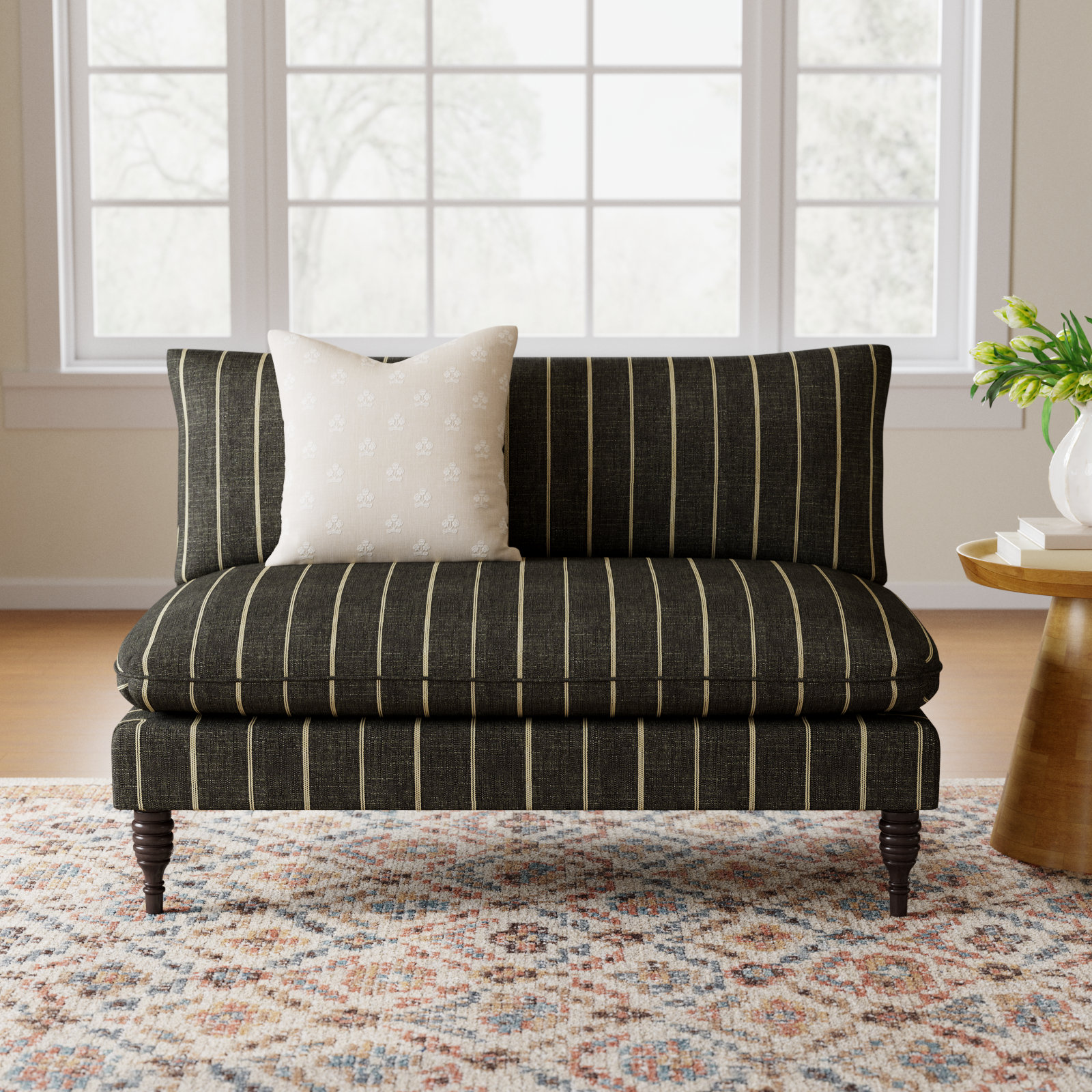 Cecelia 47" Loveseat, Fritz Peppercorn Stripe