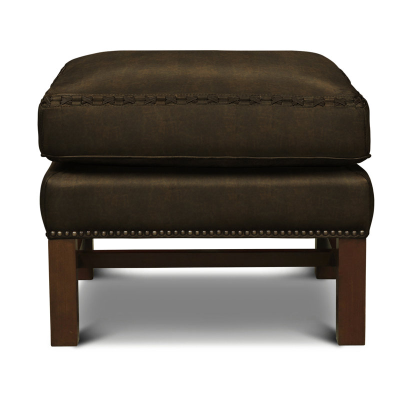 Rodolfo Leather Ottoman, Walnut (Coyote), Espresso
