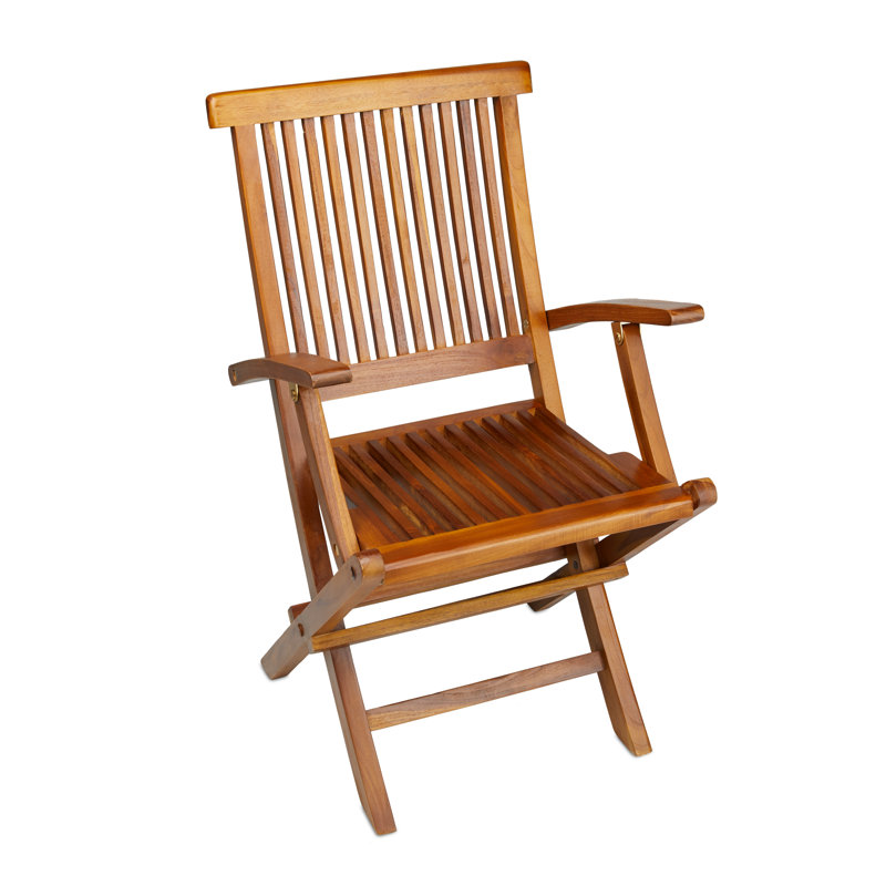 Folding Teak Patio Dining Armchairs Includes 2
