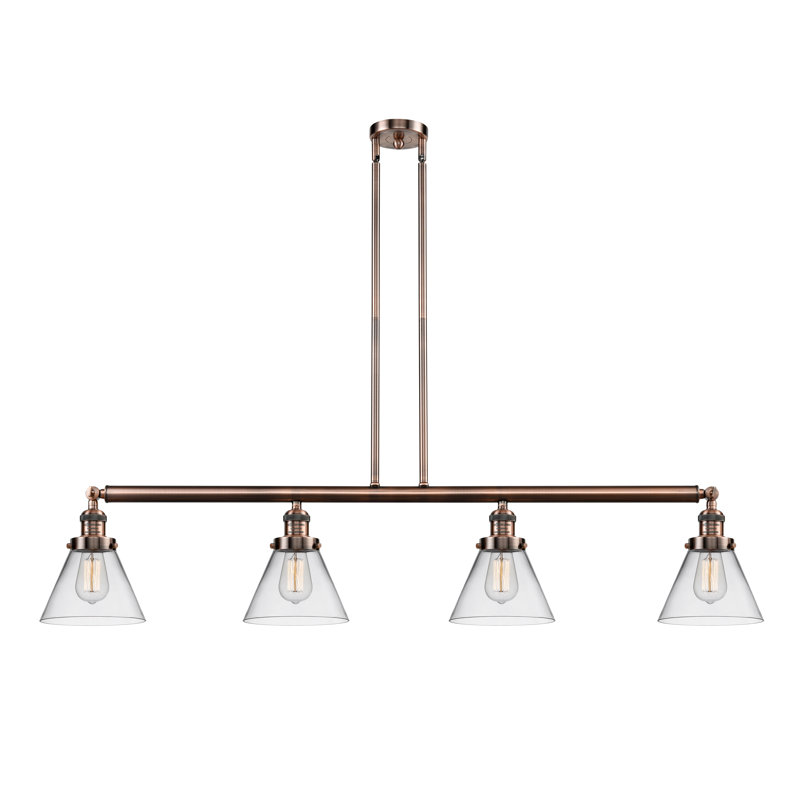 Luminaire suspendu linéaire à 4 lumières pour îlot de cuisine Lemieux, H 10 po x l 50,88 po x P 7,75 po, Transparent