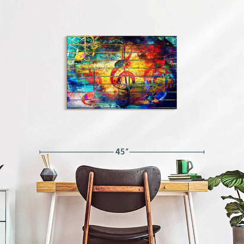 Collage de musique colorée, reproduction sur toile, L 20 po x H 30 po