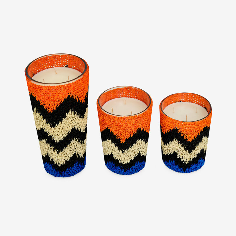 Scented Designer Candle, Small, Orange/Blue/Beige