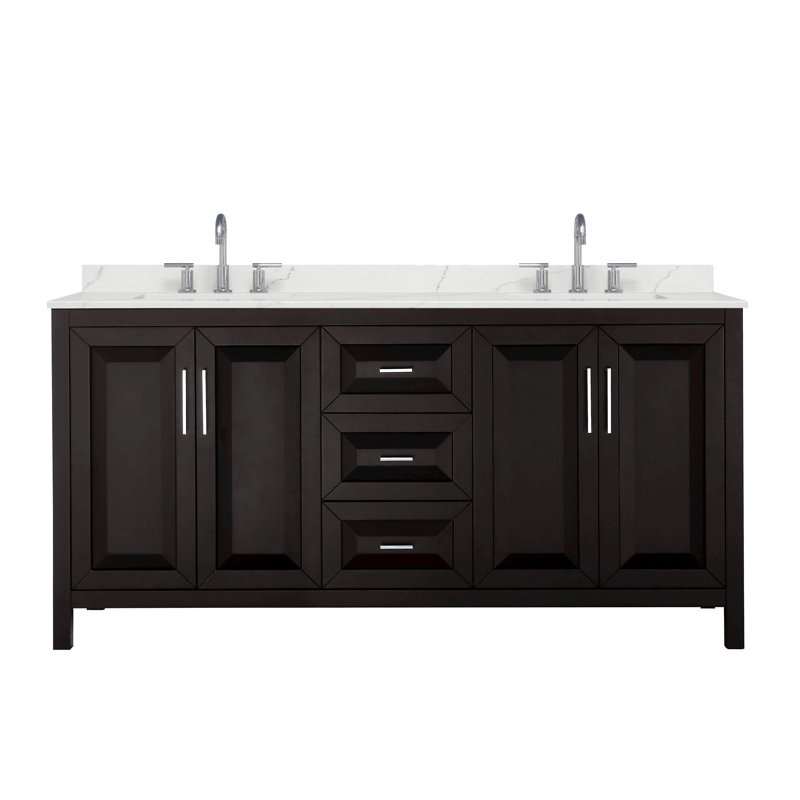 Daria 72'' W Vanity, Brown, Polished Chrome, Giotto Quartz