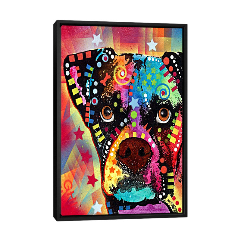 Boxer cubismgraphic art sur toile, H 26 po x l 18 po x P 1,5 po, Cadre noir