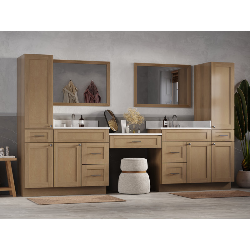 Ensemble de meuble-lavabo double 120 po Disar, Chêne naturel