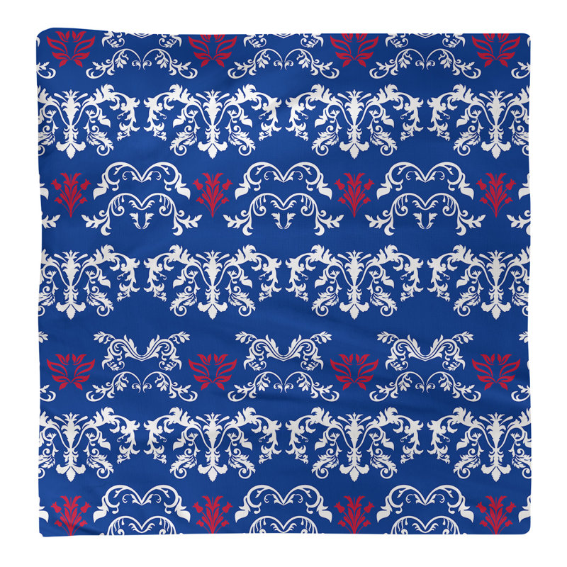 Damask Square Napkin, White/Blue/Red, Cotton, 22" W x 22" L