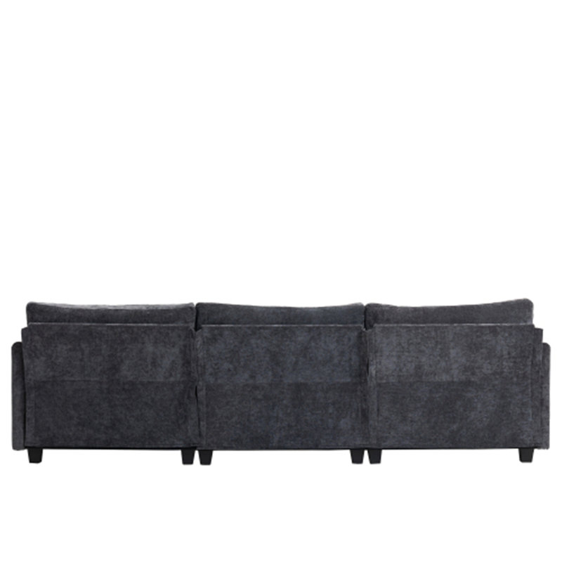 3-Seater Chenille Deep Sofa, Dark Gray Fabric