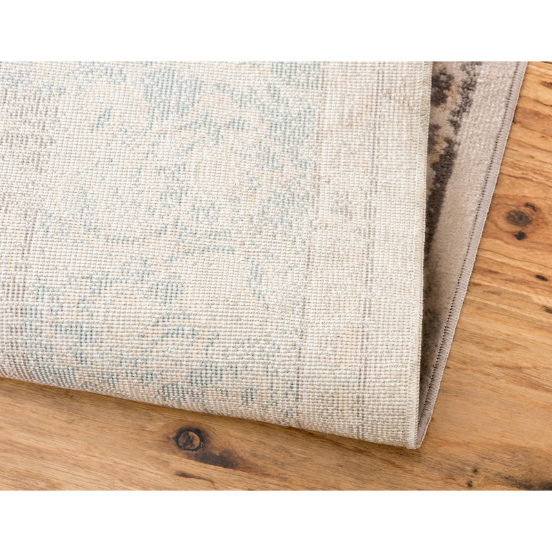 Tapis à motif oriental beige / bleu Iyanna, Rond 6 pi