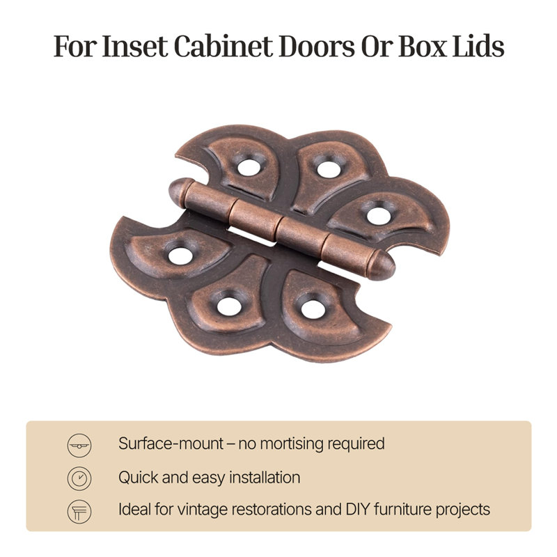 2 1/4" Wide X 2" Butterfly Cabinet Hinges | Pack Of 2, Antique Copper