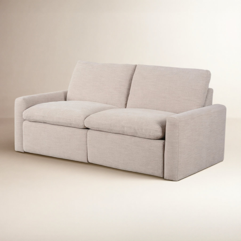 Downing 78" Linen Sofa, Laken Stone Performance Weave