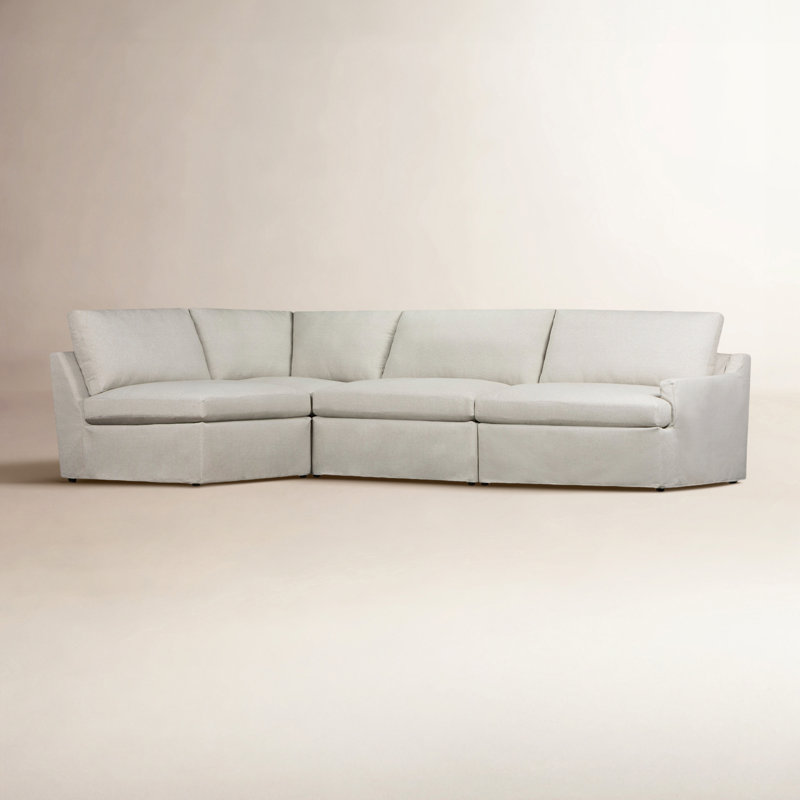 Canapé modulaire 4 pièces Wrenley, Canvas Macarena gris pâle, Orienté à gauche (vu de face)