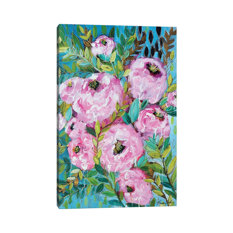 Pink Peonies 1 Piece Wall Art on Canvas, 30.48cm H x 20.32cm W