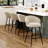 Upholstered Counter Stool With Metal Frame