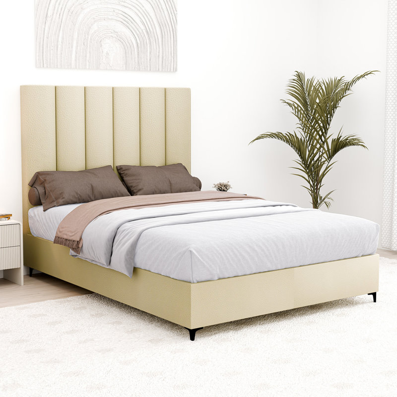 Lit plateforme tapissier Allivia, Simple, Bourgogne, 3