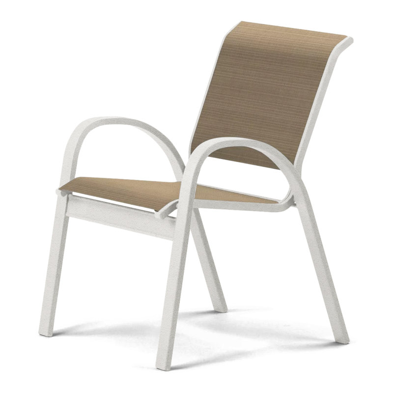 Chaise de patio empilable Hiraku, Hickory, Neige texturée