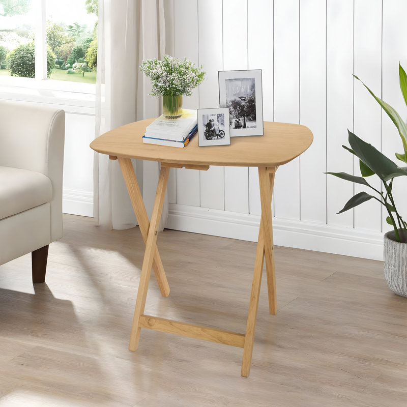Summerhill Oversized Solid Hardwood Folding TV Tray Table, 25.5" H, Fully Assembled, Natural