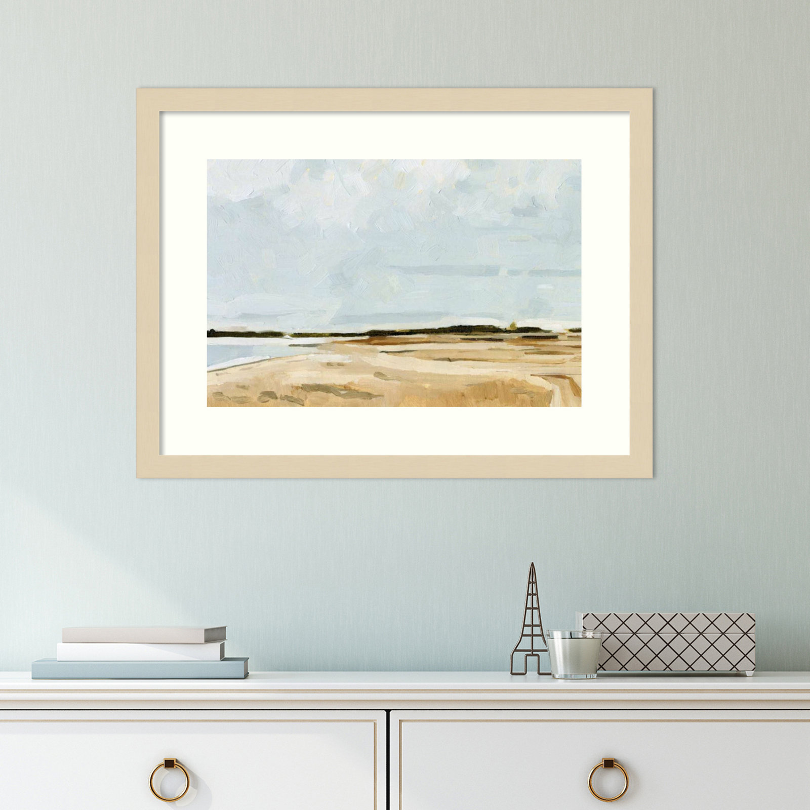 Quiet Coast I by Emma Caroline, 15" H x 20" W, Natural Framed Paper