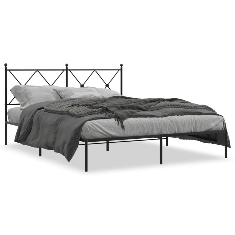 Corrstown Metal Bed, Black, European Kingsize (160 x 200cm)