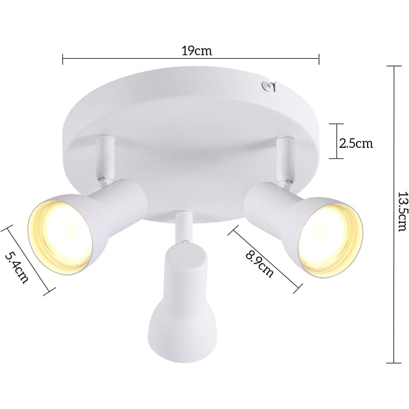 Ceiling spotlight 3-flame ceiling lamp hallway - ceiling light modern design round spotlight indoor ceiling spots metal GU10 swiveling for bedroom living room kitchen (without bulb)