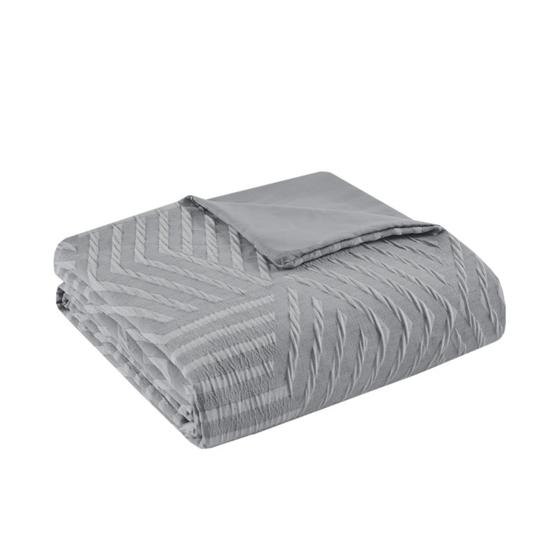Full/Queen Grey Blue Microfiber Matelasse Jacquard Duvet Cover Set