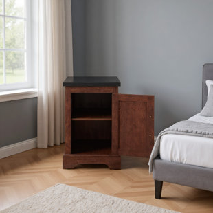 Farmhouse End Table With Barn Door And Adjustable Storage Shelf