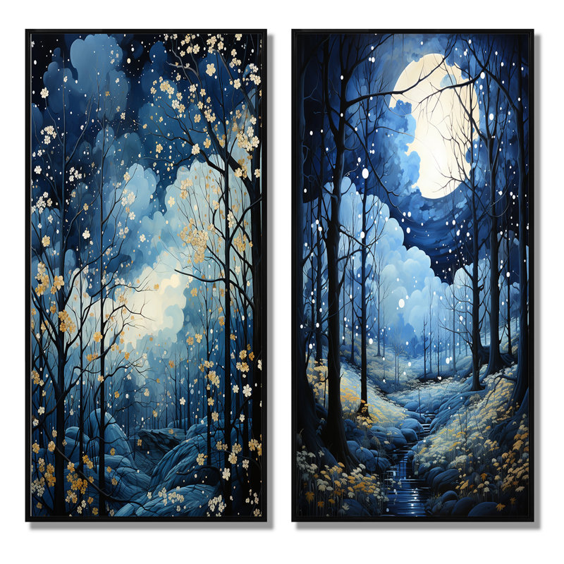 «Sky Celestial Canopy Pastoral», 2 pièces, Cadre noir, H 20 po x l 24 po