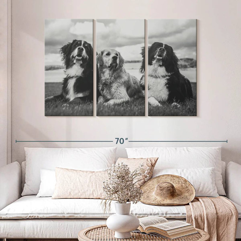 Bernese Mountain Dogs, 32" H x 50" W