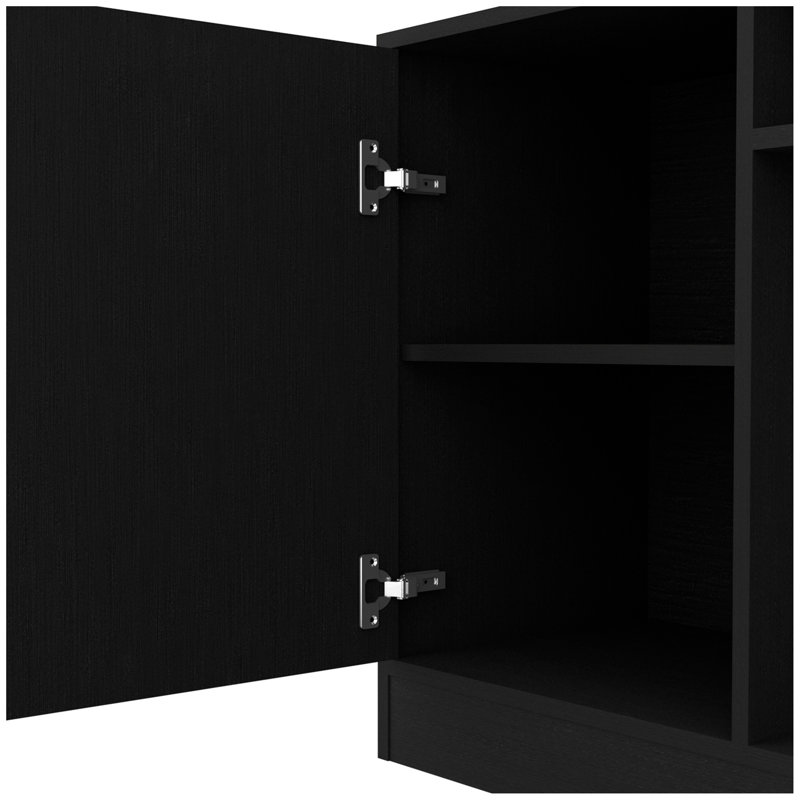 Entertainment Center for TV´s up 78", Double Door Cabinet, Storage Spaces, Six External Shelves, Black