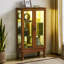 Vitrine 3 niveaux en chêne, avec tablettes réglables en verre et miroir en chêne-88742493