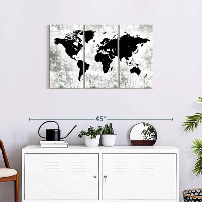 Silhouette World Map Multi Piece Canvas Print