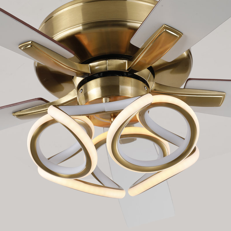 Ventilateur de plafond à DEL intégré à 5 pales à intensité variable Chantalle, Doré