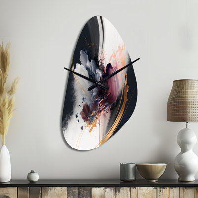 Gold Purple Transcending Complexity I - Fall Shape Gold Wall Clock - Unique Shape