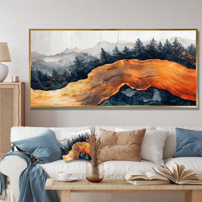 Forêt d'automne, paysage de pierre ambrée I - Art mural forêt pour le salon