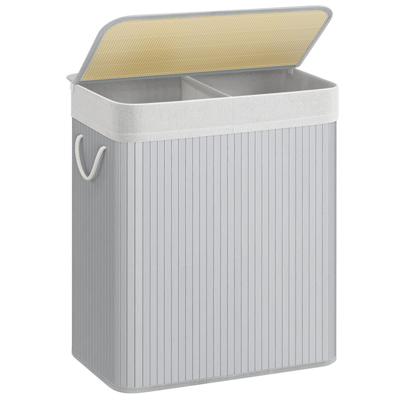 Bamboo Laundry Sorter with Handles, Grey