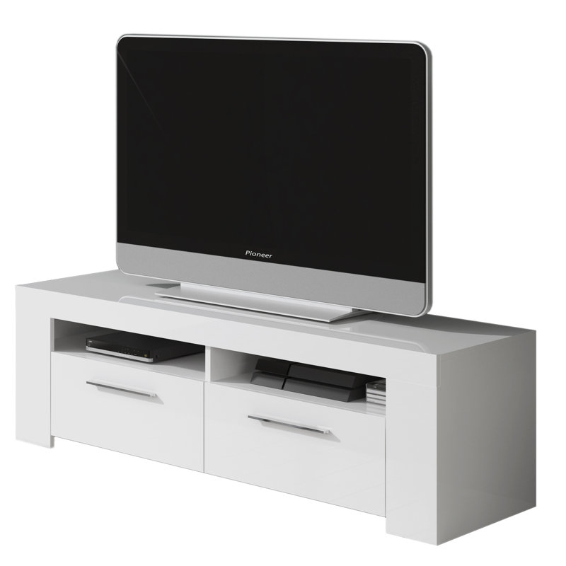 Chad Unfinished TV Stand for TVs up to 50", Glossy White
