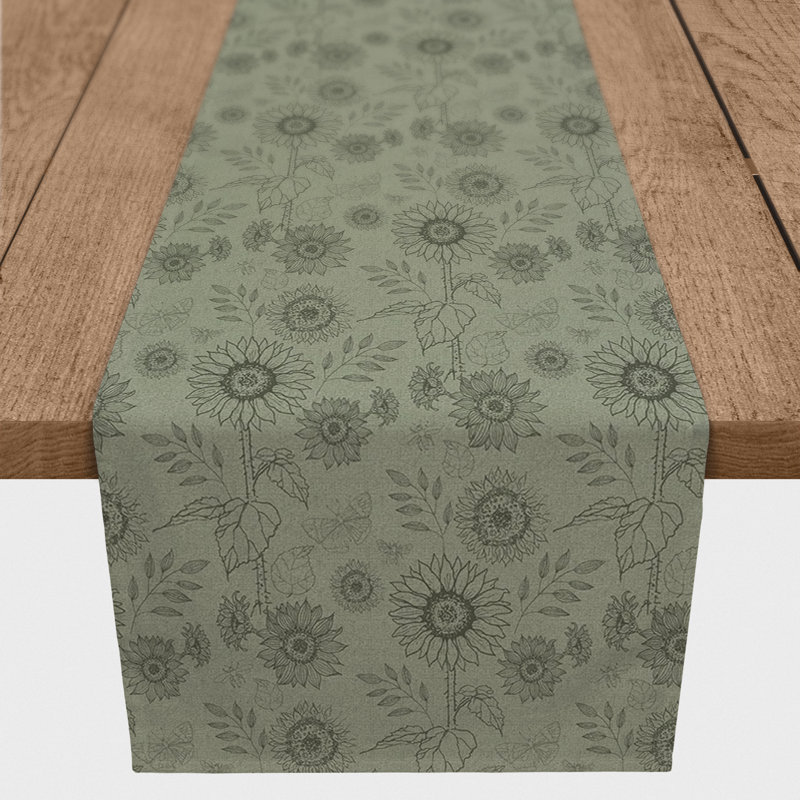 Rectangular Floral Table Runner, 72" x 16", Green
