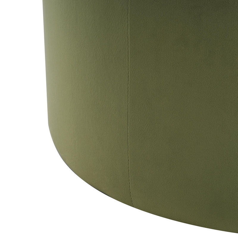 Repose-pieds rond en velours, vert olive, Vert olive