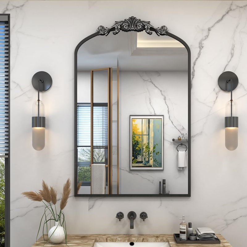 Miroir mural Wooster,  32 po x 20 po, Noir mat