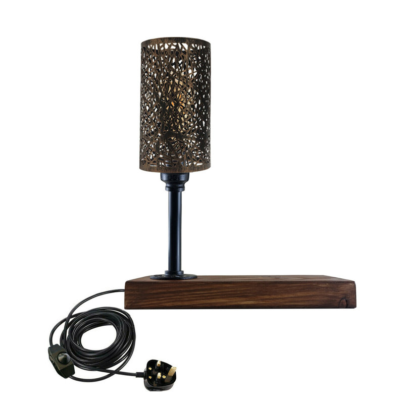 Karley Wood Novelty Lamp, Brushed Copper