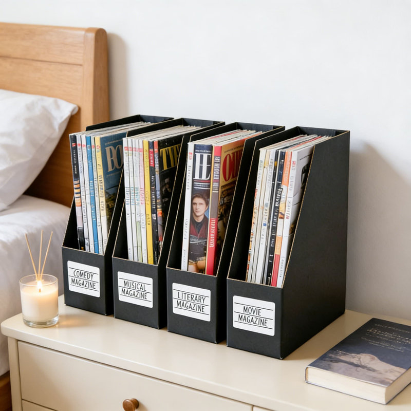 Porte-magazines, classeur vertical de 8 paquets, porte-revues robuste en carton ondulé pour documents de bureau, fournitures pour la maison et la salle de classe