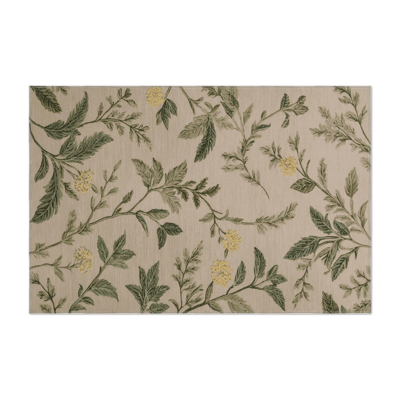 Botanical Gray Indoor and Outdoor Area Rug, Rectangle 3' x 5'