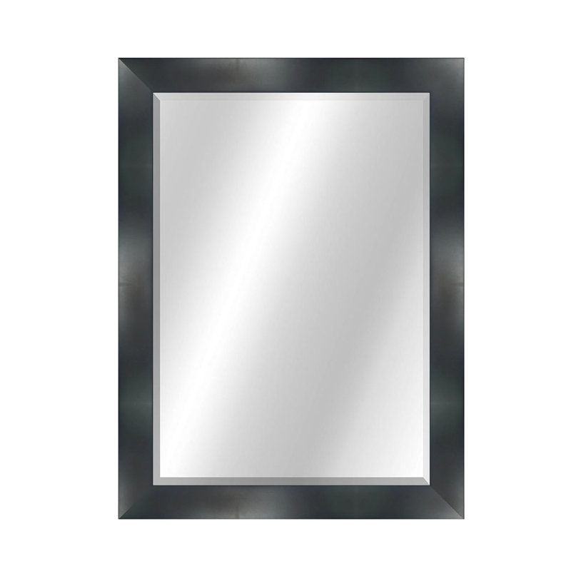 Beveled Wall Mirror, 34" x 28", Matte Black