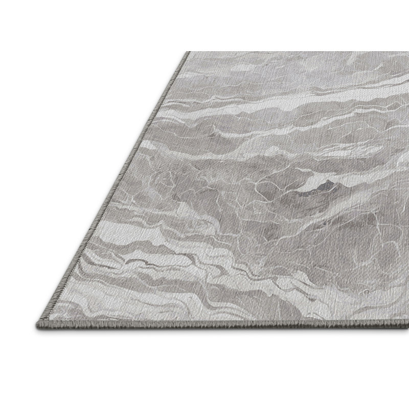 Machine Washable Gray Area Rug, Rectangle 8' x 10'