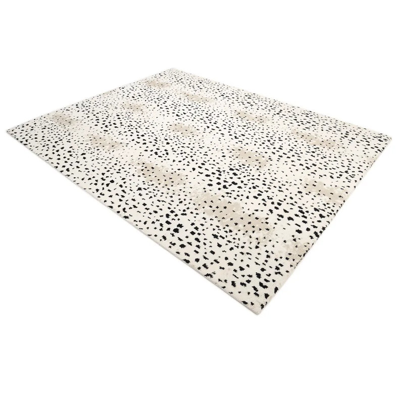 Louis Animal Print Hand-Knotted Wool/Cotton Ivory Area Rug, Rectangle 3' x 5', Gray