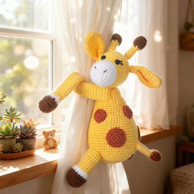 Safari Animals Curtain Tie Back Giraffe Shape Curtain Tie Back Jungle Animal Decor Accessories for Themed Bedroom Window Home Office (Right)