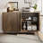 55" Modern Walnut Accent Cabinet with Curved Edges, 4 Doors & Ample Storage-176610294