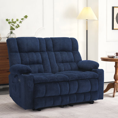 Latitude Run Power Loveseat Recliner, Electric Reclining Loveseat Sofa with Heat and Vibration