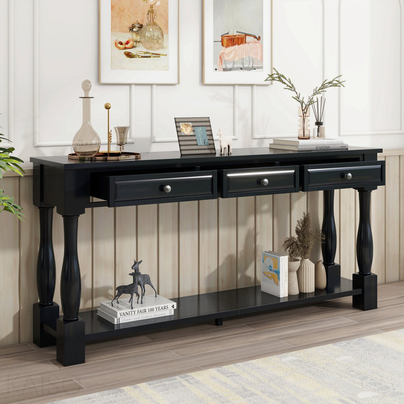 Console de 63 po, tiroirs et tablette pour le vestibule - Espresso, 30" H x 63" W x 14.8" D, Espresso, Espresso, Espresso