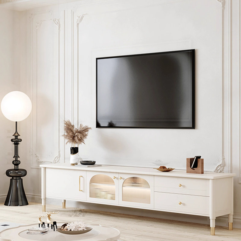 Elegant glass TV stand classic arch design, 78.74"