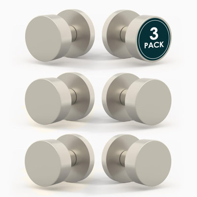 Mega Handles Buena Dummy Knob - 6 - Bouton anti-rotation pour garde-robe et portes françaises, convient à toutes les portes standard - Nickel satiné